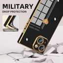 Tzomsze Compatible with iPhone 16 Plus Case,Camera Protection Cute Heart Pattern & Electroplate Reinforced Corners Shockproof Edge Bumper Case for Women Girls 6.7 Inch-Black