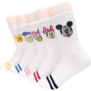 Animation Character Women Crew Socks 5 Pairs, Character Cartoon Series Collection Women's Original Socks One Size 5-8