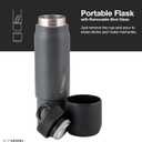 EcoVessel Stainless Steel Flask with Removable Shot Cup, Vacuum Insulated Bottle for Hot and Cold Drinks, Thermos with Folding Handle for Travel and Camping, 8oz (Gray)