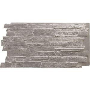 EverStone Acadia Ledge Faux Stone Panel, 49"W x 25 1/2"H x 1 1/4"D, Grey Granite Color