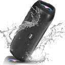 Bluetooth Speakers Wireless with 20W Loud Stereo Sound, TWS Pairing for Outdoor, IPX6 Waterproof Shower Speakers, 36H Playtime, Built-in Mic Radio Mode RGB Lights (Black)