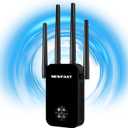 NEWFAST AC1200 WiFi Extender NF-RE523,2026 WiFi Repeater, 1200Mbps Internet Booster,WiFi Extender Signal Booster for Home with Dual Band Antenna,Covers Up to 9800 sq. ft,Compact Design (Black)