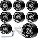 8 Pack 78A Quad Roller Skate Wheels 65 x 36mm with ABEC-9 Bearings Installed for Double Row Skating, Quad Skates Accessories Outdoor/ Indoor Use (Black)