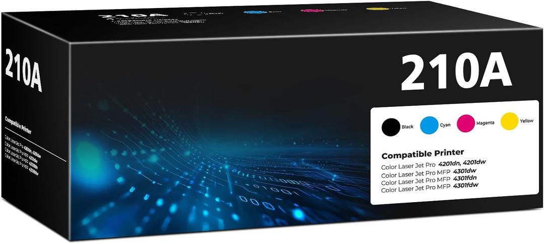210A Toner Cartridges 4 Pack Color Laser jet Pro MFP 4301fdw Compatible for HP 210A 210X Toner Cartridges Replacement HP210A HP210X for Color Laser Pro 4201dw 4201dn MFP 4301fdn 4301fdw 4301dw Printer (210A-1 Black, 1 Cyan, 1 Magenta, 1 Yellow)