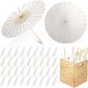 Aodaer 36 Pieces White Paper Umbrella 33 Inches Decorative Oiled Umbrella with Foldable Storage Box Chinese Japanese Parasol Umbrellas for Wedding Bridal Props Party Decor DIY Painting Craft