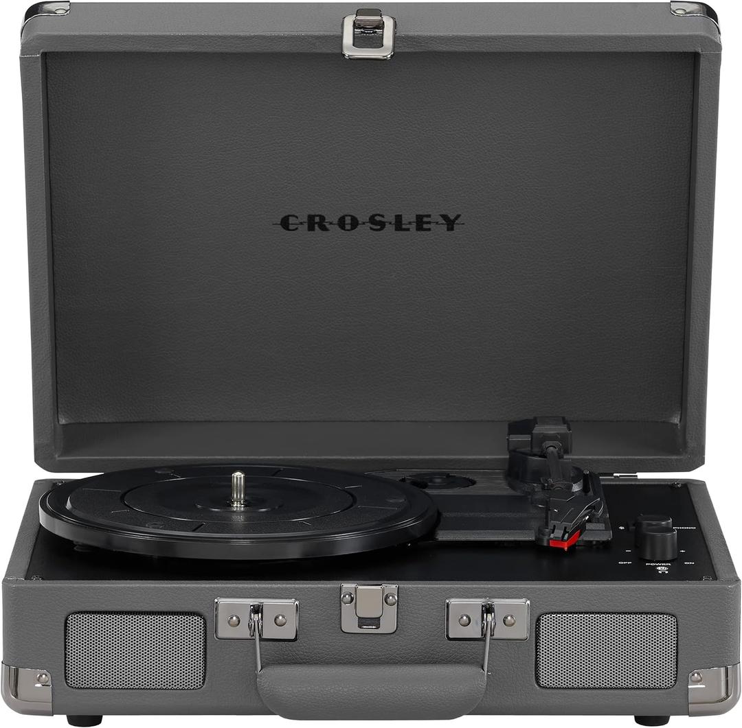 Crosley CR8005F-SG Cruiser Plus Vintage 3-Speed Bluetooth in/Out Suitcase Vinyl Record Player Turntable, Slate