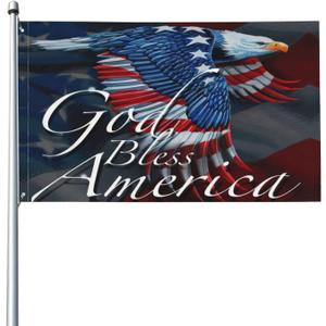 God Bless American Flag Eagle Patriotic Happy July 4th Welcome Party Outdoor Outside Decorations Picks Home House Garden Yard Decor 3 X 5 Ft Large Flag