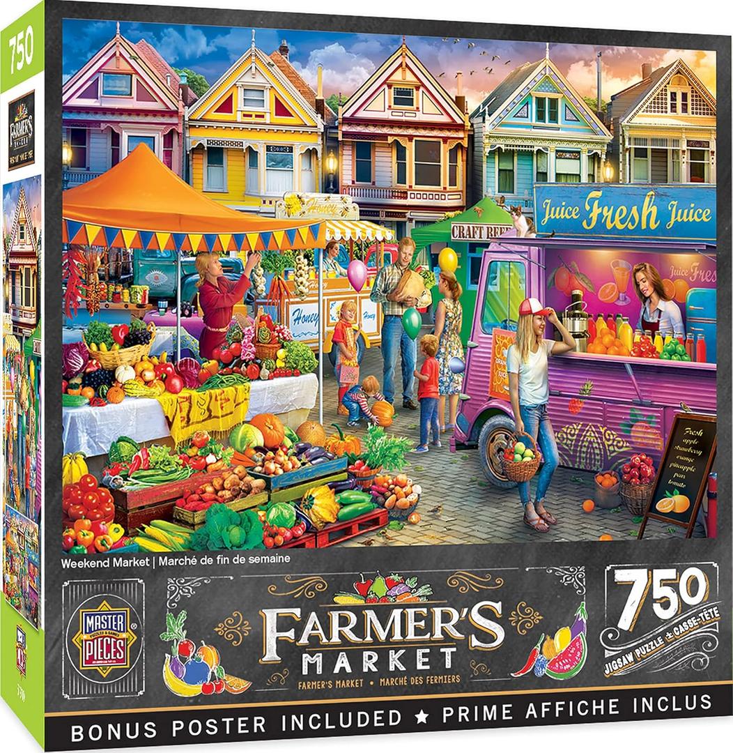 MasterPieces 750 Piece Jigsaw Puzzle for Adults, Family, Or Youth - Weekend Market - 18"x24"