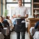 Chef Work Server Apron with 2 Pockets Black Half Aprons Chef Waist Apron Waitress Restaurant Aprons for Men, Women, Home (Black)