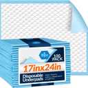 Medpride Disposable Underpads 17'' x 24'' (100-Count) Incontinence Pads, Bed Covers, Puppy Training | Thick, Super Absorbent Protection for Kids, Adults, Elderly | Liquid, Urine, Accidents