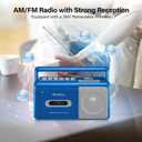 G Keni Portable Cassette Player Boombox AM/FM Radio Stereo, Casette Tape Player Recorder with Earphone Jack Battery Operated or AC Powered (Blue)