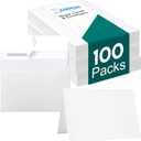 100 Pack White Blank Cards and 100 Pack Envelopes 4x6, Note Greeting Cards and Envelopes Set, Folded Cardstock with Self-Seal Envelope for DIY Greeting Thank you Cards, Invitations in All Occasions