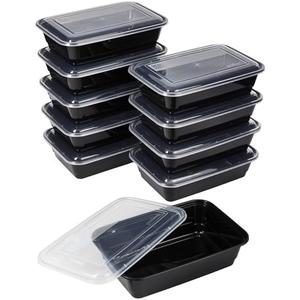 GoodCook Meal Prep Containers, Single Compartment 10-Pack, BPA-Free Reusable Food Storage, Black, Microwave & Freezer Safe, Stackable Meal Prep Containers for Lunches and Snacks