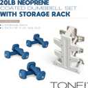 Tone Fitness 20 LB Neoprene Dumbbell  – Non-Slip, Anti-Roll Hand Weights for Home Gym Workouts - Blue
