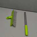 Floor Scrub Brush 2 in 1 Scrape and Stiff Bristle Deck Brush for Cleaning Concrete, Patio, Garage, Kitchen, Carpet and Bathroom 57" Long Handle (Green)