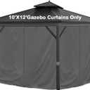 10'x12' Privacy Gazebo Curtains Outdoor Waterproof, 4-Panels Sidewall Curtain Universal Replacement with Zipper for Patio, Backyard, Garden (Only Curtains, Grey)