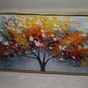 Hand Painted Tree of Life Canvas Oil Painting for Living Room-Framed Colorful Tree Wall Art for Bedroom-Large 3D Landscape Picture for Office Decoration 24x56 inches