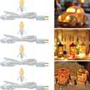 FUTIME Set of 4 Accessory Cord with One Led Light Bulb 6Ft Blow Mold Light IndoorString Lights, C7 Lamp with Spare Fuse for Halloween and Christmas Decorations, Craft Village House Decoration