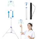 Lefeke IV Pole Portable for Traveling, Adjustable IV Stand with Hooks, Medical IV Drip Infusion Bag Holder, IV Fluids Floor Stand (White)