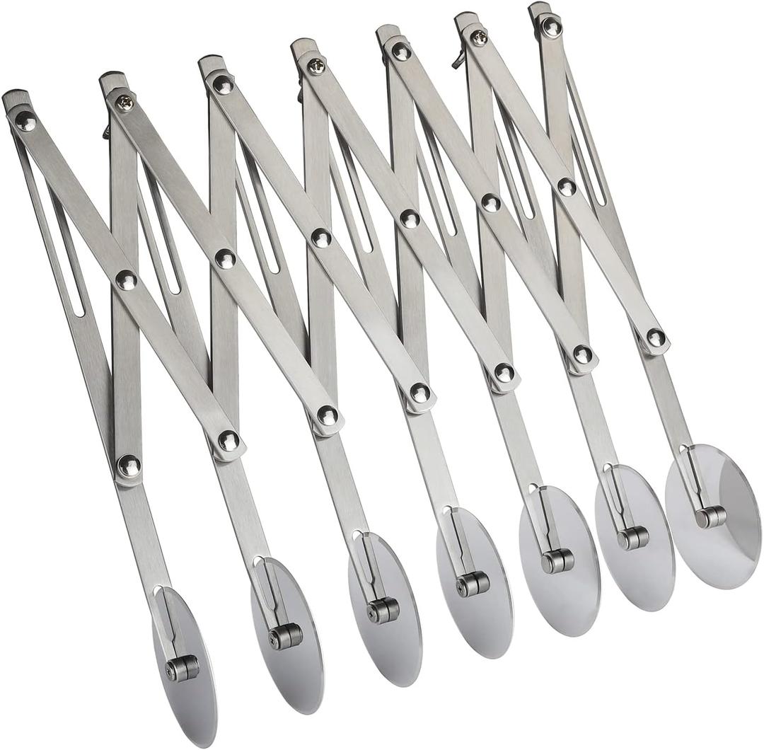 7 Wheel Pastry Cutter Roller Stainless Steel Pizza Slicer Multi-Round Dough Cutter Adjustable Ravioli Pizza Noodle Cutter Wheel