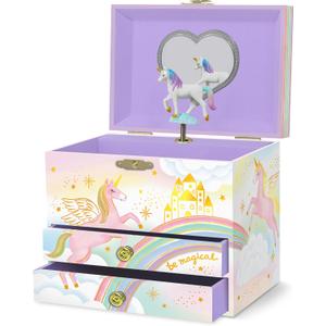 Giggle & Honey Musical Jewelry Box for Girls,Unicorn Toys for Girls 4-6, Unicorn Easter Gifts for Kids
