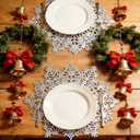 Christmas Placemats Set of 6 Snowflake Holiday Waterproof PVC Vintage Party Housewarming Table Mats for Dinner Table Indoor and Outdoor Decoration(Silver)