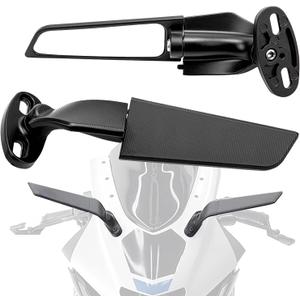 Modified Motorcycle Rearview Mirror,1 Pair Adjustable Rotating Side Mirrors,Wide Viewing Angle Wing Rearview Mirrors for Ninja 300 400 650 ZX6R CBR1000RR (Standard)