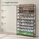 Nunsino Shoe Rack, Long Shoe Organizer, Max Holds 62 Pairs,10 Tier Metal Shoe Storage Shelf,5-Tier Stackable Shoes Organizer for Garage, Entryway, Black
