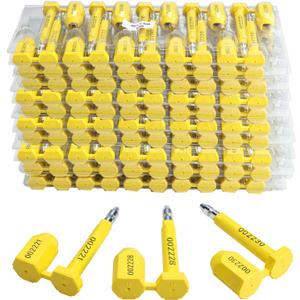 NovelBee 100 pcs Bolt Seals for Containers,Metal Seals for Container,Shipping Container Locks,Shipping Seal with Print Progressive Numbering for Cargo Containers,Truck Trailers (Yellow)