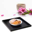 Serving Tray Black Square Decorative Serving Tray Wooden Ottoman Tray Coffee Table Farmhouse Home Decorations 12x12inch (11.8" x 11.8" x 0.8")