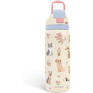 Gift for Dog Lover Stainless Steel Water Bottle, Vacuum Insulated, Push-Button Lid, 32 oz for Dog Mom Women Girls Friends Teens Birthday Christmas