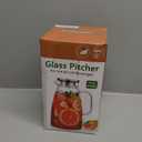 Potdoctor Glass Pitcher with Lid, 2 Liter 68oz Water Pitcher with Handle and Spout for Fridge, Borosilicate Glass for Iced Tea, Juice, Sangria, Cold/Hot Beverage, Large Jug with 2 Silicone Rings