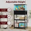 5-10 Gallon Fish Tank Stand, Height Adjustable Metal Aquarium Stand with Storage Drawers for Fish Tank Accessories Storage, Perfect for Turtle Tank, Reptile Terrarium, Black