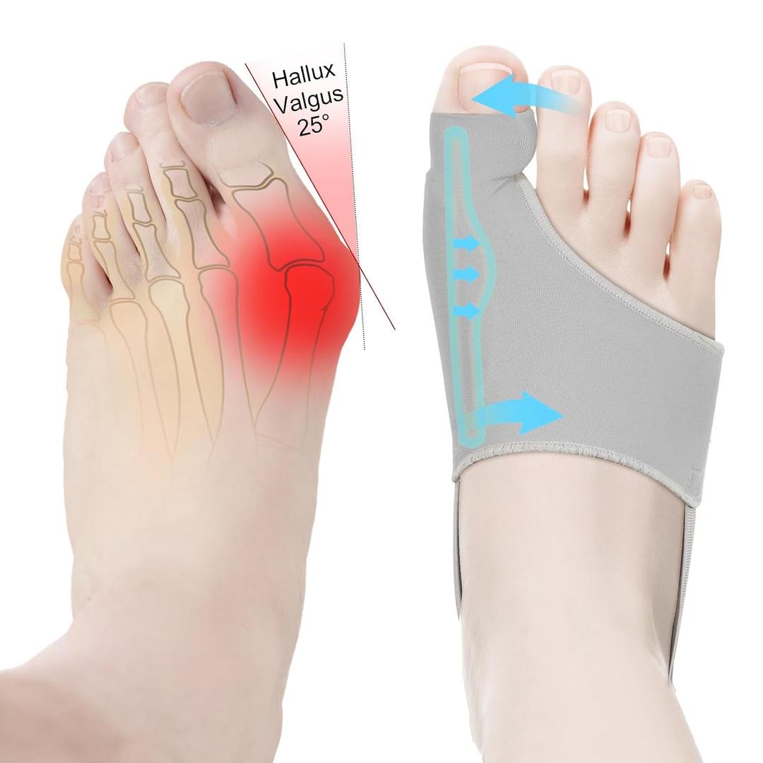 2PCS Bunion Corrector for Women & Men Big Toe Straightener-Bunions Correction Women & Men-Bunion Splint-Bunions Pads for Bunion Relief-Hallux Valgus Pain Relief,Comfortable & Breathable for Day/Night (Gray)