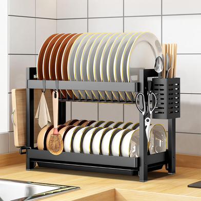 Forthcan Dish Drying Rack Kitchen Dish Drying Stand 2 Layer Dish Drainer