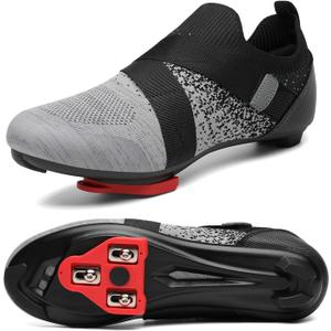 Unisex Cycling Shoes Compatible with Peloton Bike & SPD Indoor Road Riding Biking Bike Shoes with Delta Cleats Included for Men Women (11 Women/9.5 Men, Grey)