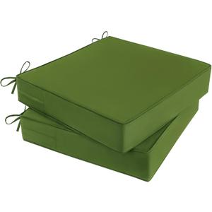 Outdoor Chair Cushions Set of 2 for Patio Furniture 18.5x16x3 Inch Waterproof Patio Chair Cushion 3 Year Color Fastness Rectangle Elastic Foam Garden Couch Pads with Ties and Handle,Green