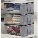 5 Pcs NEW Large Foldable Storage Bag Organizer with Reinforced Handle,Clear Window,Zipper Closure,Moving Bags and Storage Containers for Bedding,Comforters,Clothing,Grey