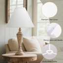 White Lamp Shades Set of 2, Empire Large Lamp Shades for Table Lamps Floor Lamps, 6" Top x 16" Bottom x 10.8" High, Natural Linen Lampshades Replacement, Spider, Harp Holders Included, Easy Assembly