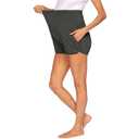 LOKTENPIE Women's Maternity Shorts Over Belly Workout Running Casual Summer Pregnancy Shorts(Dusty Gray, Large)