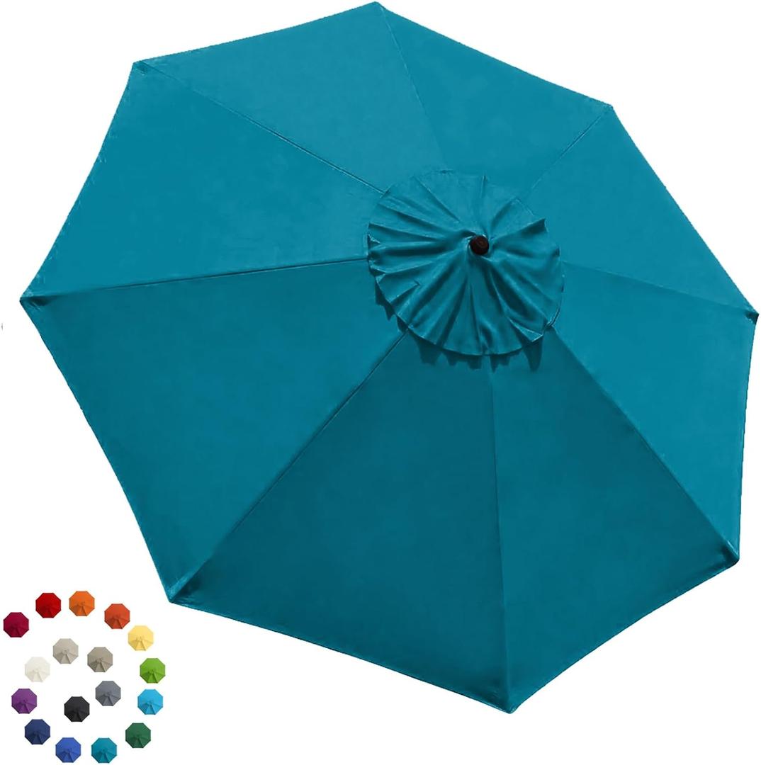 EliteShade USA 9FT Patio Umbrella Replacement Covers 8 Ribs Market Umbrella Canopy Cover (CANOPY ONLY) (Teal)