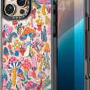 Compatible for iPhone 16 Pro Max case Cute - Durable Shockproof 6.6 ft Drop Impact Phone Case - Black Funny Mushroom Jungle Design for iPhone 16 Pro Max 6.9"