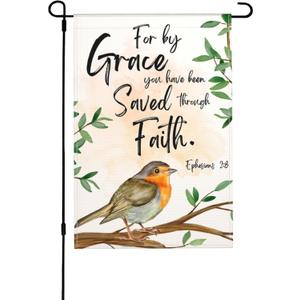 Agriism Bible Verse Garden Flag - Faith, Scripture, Christian, Religious Quote Burlap Flag - Double Sided 12x18 Inch