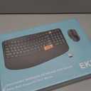 Wireless Keyboard and Mouse Combo, 2.4G Wave Keys Ergonomic Keyboard with Palm Rest and 3 DPI Silent Mouse, Compact Size for Natural Typing, Spill-Resistant, for Windows/PC/Laptop/Mac(Black)