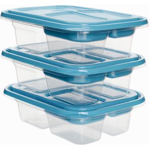 GoodCook EveryWare Bento Box Food Storage Container Set with Snap-Shut Lids, Reusable Meal Prepping Containers with Lids, Set of 3 GoodCook EveryWare Bento Box Food Storage Container Set with Snap-Shut Lids, Reusable Meal Prepping Containers with Lids, Set of 3