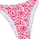 SOLY HUX Women's Floral Print Spaghetti Strap Bikini Bathing Suit 2 Piece Swimsuits Multicoloured Floral Large (Pink, L)