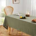 ZeeMart Basic Linen Textured Table Cloth, 60 x 60 Inch Olive, Farmhouse Style Green Square Tablecloth, Wrinkle Resistant Washable Heavy Weight TableCloths