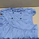 Lucy Costume Women Sally Brown Costumes Charlie Character Cosplay Halloween Puff Sleeve Dress for Adult (Large, Blue)