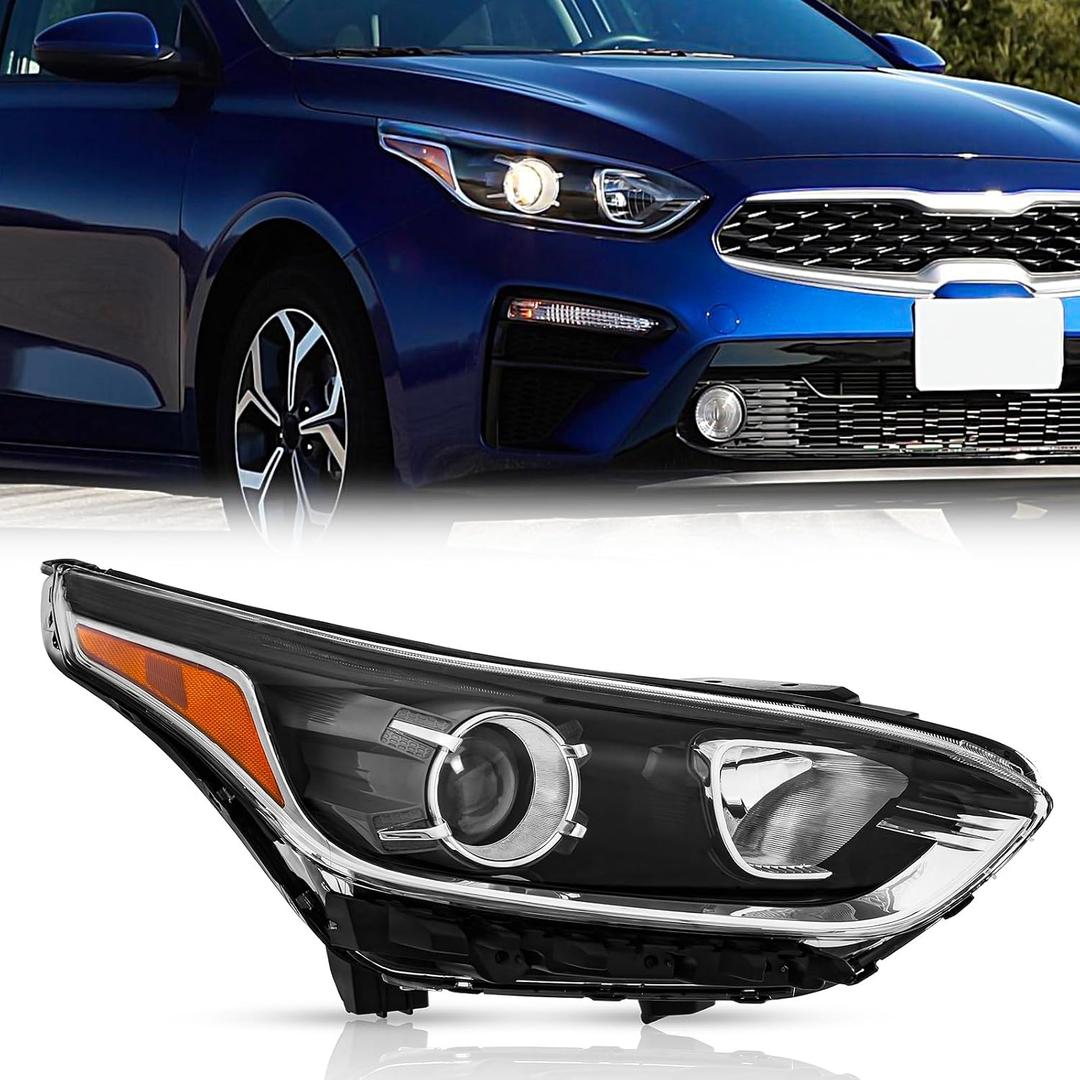 TODO Headlight Assembly Compatible with 2019 2020 2021 Kia Forte Halogen, Passenger Side