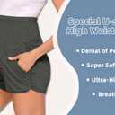 LOKTENPIE Women's Maternity Shorts Over Belly Workout Running Casual Summer Pregnancy Shorts(Dusty Gray, Large)